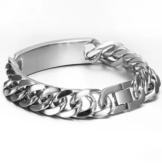 Custom Wholesale Personalized Engraved Medical Free Diabetic Alert Id Curb Waterproof Stainless Steel Men Link Chain Bracelet